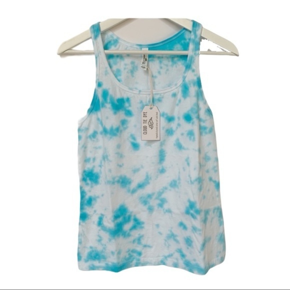 Hand Dyed TIE DYE Tank Top in Aqua / Turquoise